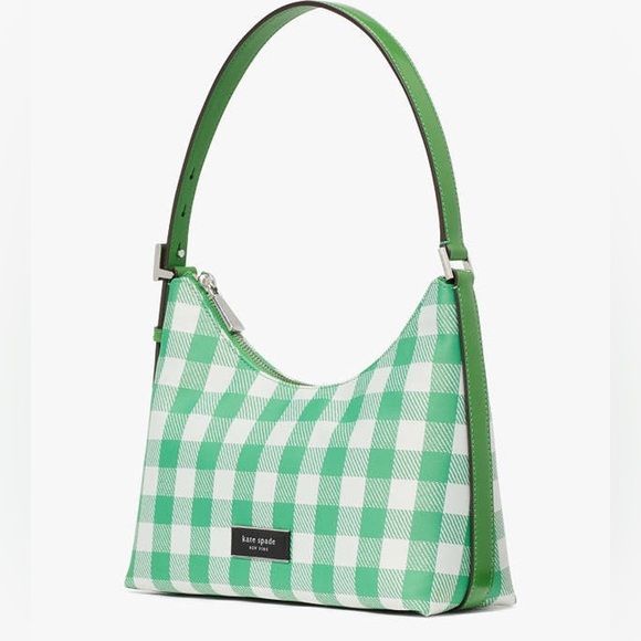 Kate Spade Sam Icon Gingham Printed Fabric Small Shoulder Bag NWT - Picture 3 of 14